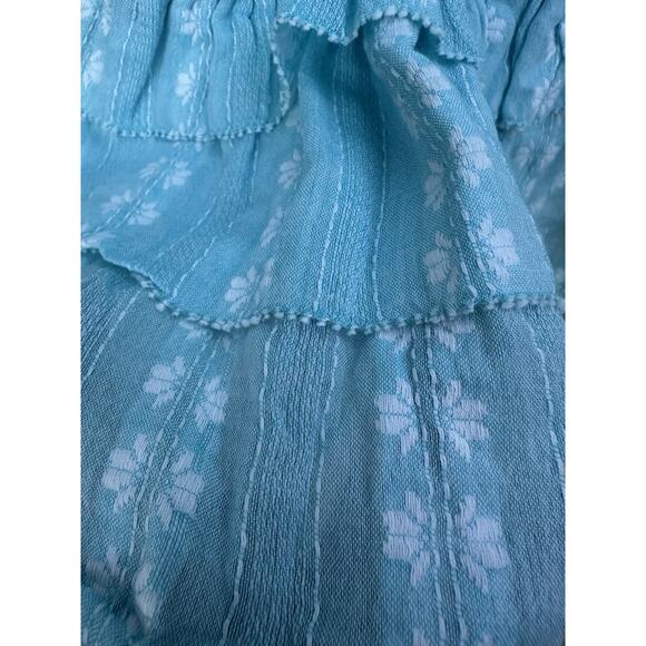 Saylor Womens Celina Smocked Ruffle Mini Skirt Turquoise Sz M Coquette Feminine - Picture 13 of 15